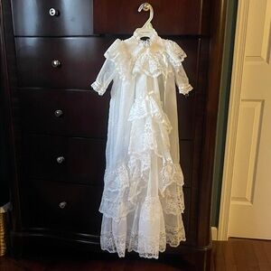 Vintage White Lace Formal Baptism Dress